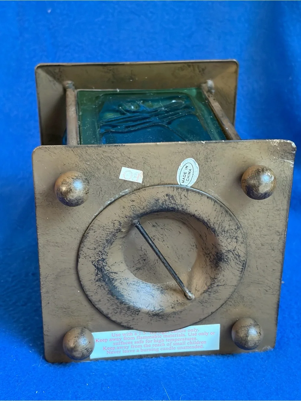 Rustic Bronze Dragonfly Glass Panel Lantern Rare Find- Unbranded vintage